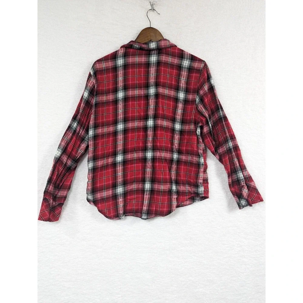 Victorias Secret Womens Top Red Plaid Button Front Long‎ Sleeve Shirt Large